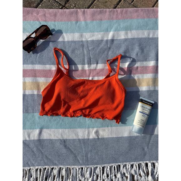 aerie Other - NWT, Women, Aerie, Bikini Top, Ruffled Edge, Orange, Sz M